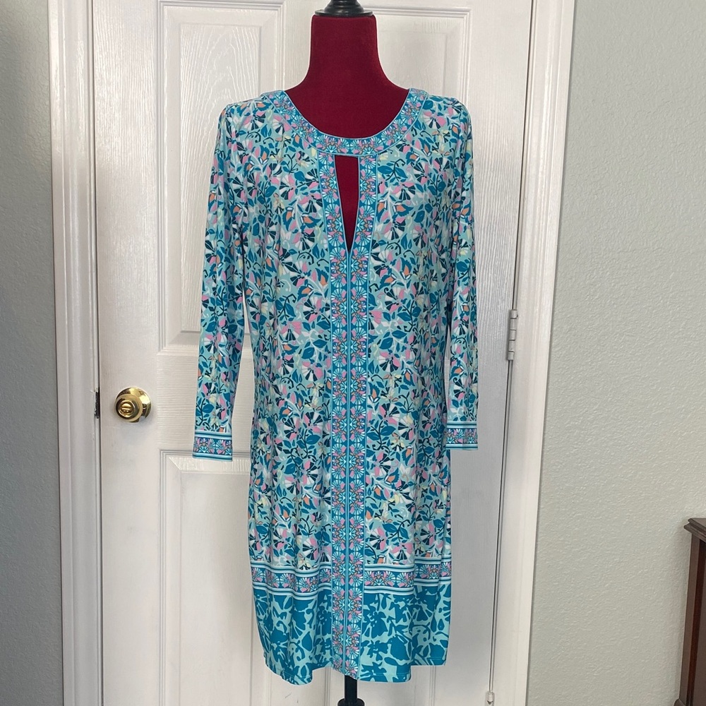 BCBG MaxAzria Floral Blue and White Dress sz Med
